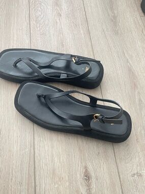 Black Minimalist Thong Sandals